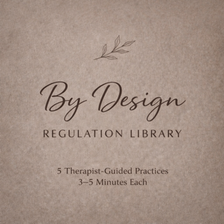 Brown paper background with 'By Design Regulation Library' text and leaf illustration.