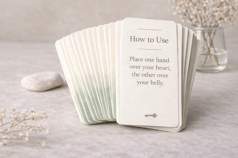 Set of cards with instructions on a light surface