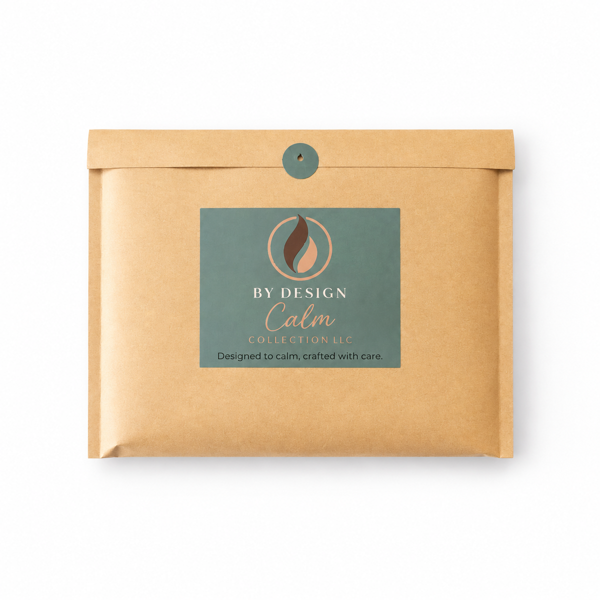 By Design Calm Collection guided journal packaged in kraft wrapping with branded presentation.