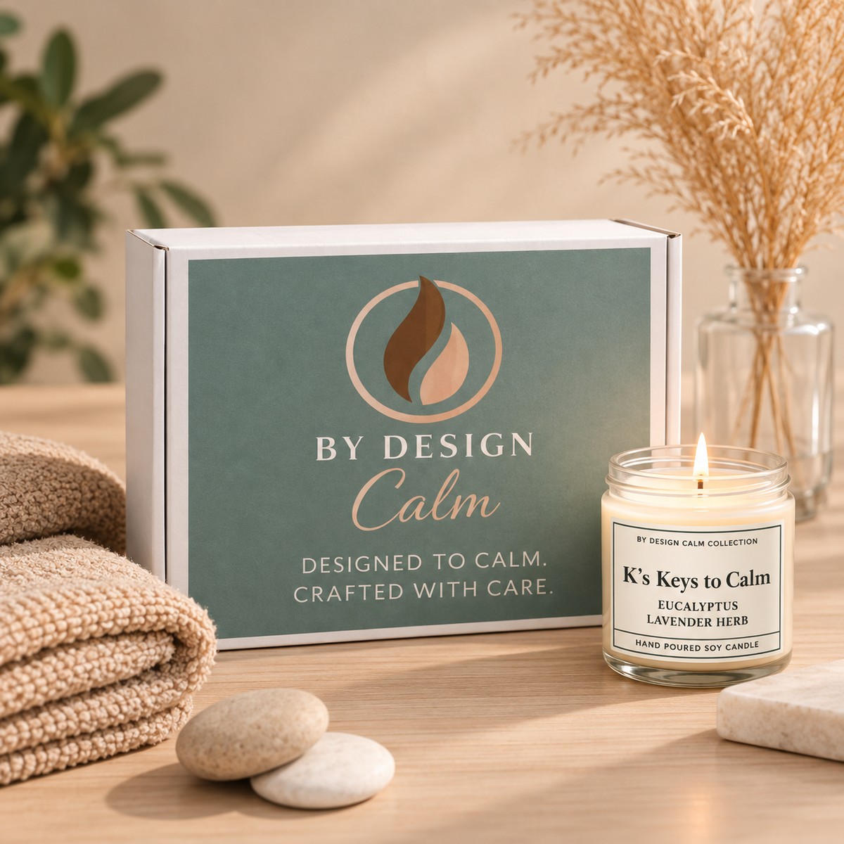 By Design Calm Collection Calm Box closed in sage green gift packaging