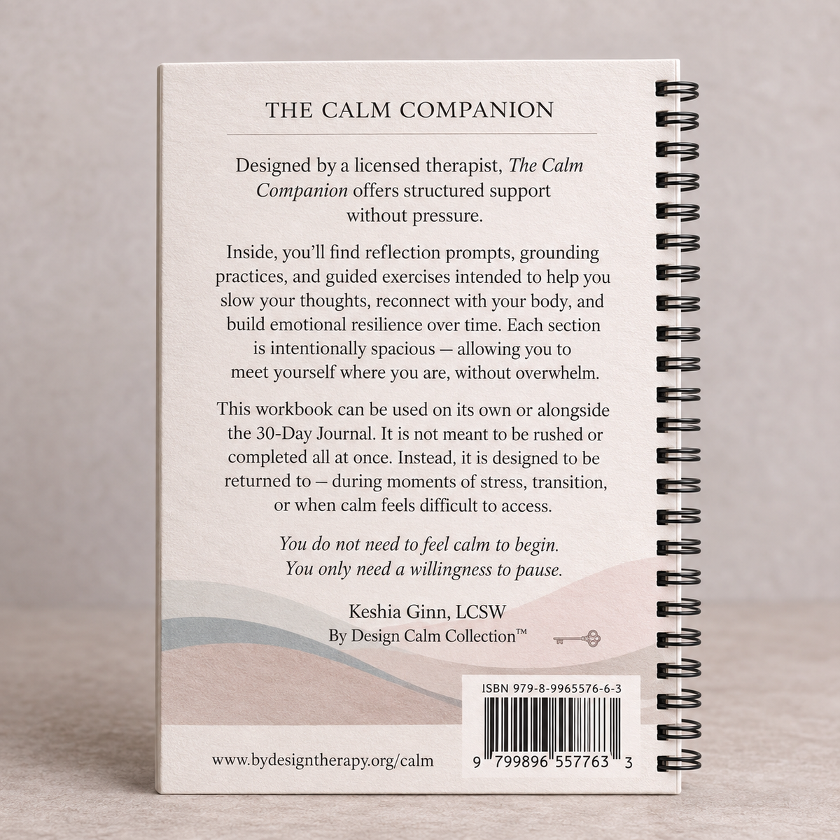 Back cover of the By Design Calm Collection Calm Companion Workbook.