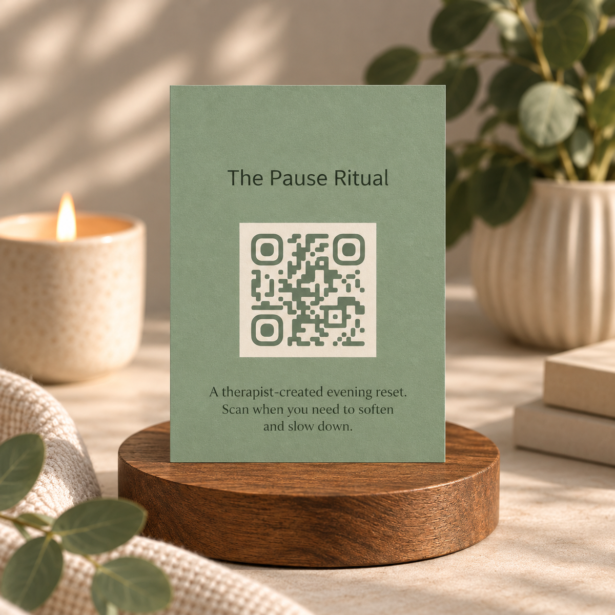 The Pause Ritual QR code card for accessing the guided audio experience